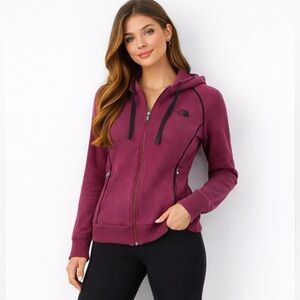 The North Face Cotton Full Zip Hoodie Jacket Wine Burgundy Womens Size Medium
